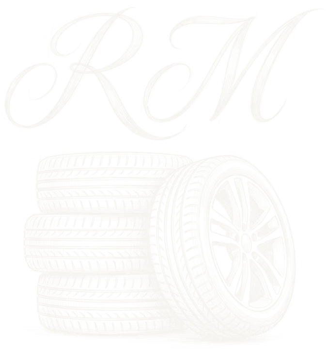 RM Reifenentsorgung, Bleistiftzeichnung eines Reifenstapels mit Felge